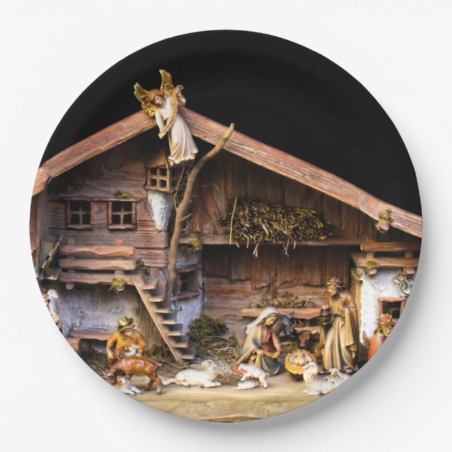 Weihnachtskrippe Pappteller (Vorderseite)