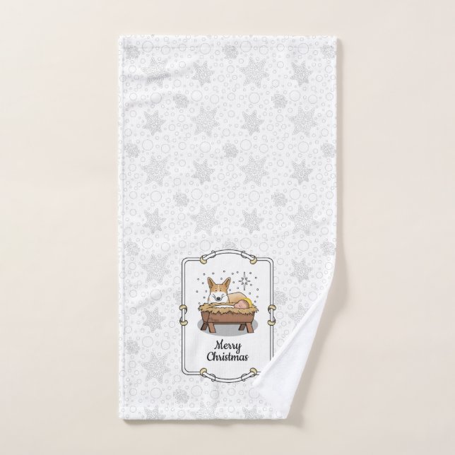 Weihnachtskrippe Pembroke Walisischer Korgi (rot1) Badhandtuch Set (Handtuch)