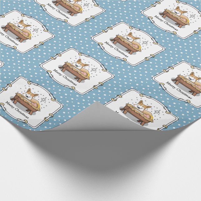 Weihnachtskrippe Pembroke Walisischer Korgi (rot1) Geschenkpapier (Ecke)