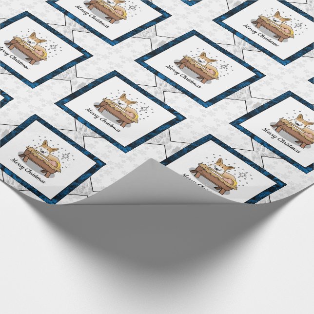 Weihnachtskrippe Pembroke Walisischer Korgi (rot1) Geschenkpapier (Ecke)