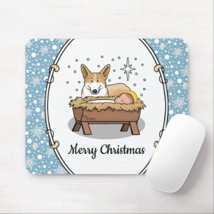 Weihnachtskrippe Pembroke Walisischer Korgi (rot1) Mousepad