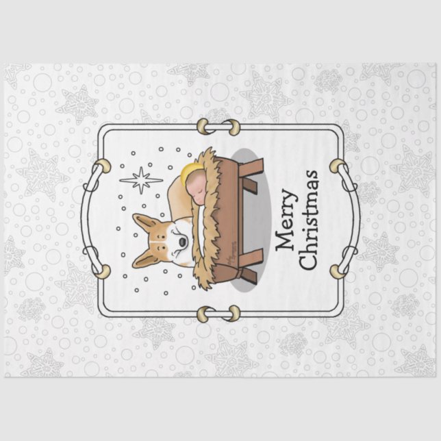 Weihnachtskrippe Pembroke Walisischer Korgi (rot1) Seidenpapier (Vorderseite)