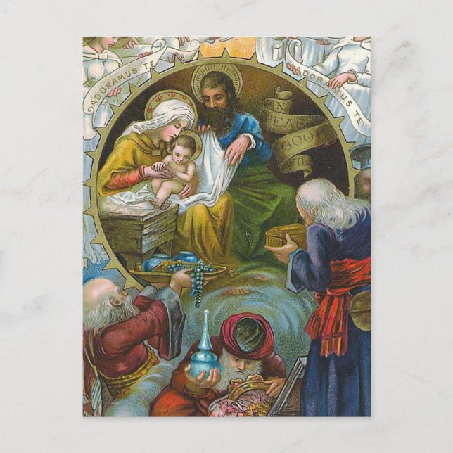 "Weihnachtskrippe" Postkarte (Vorderseite)
