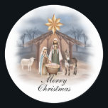 Weihnachtskrippe Runder Aufkleber<br><div class="desc">Genießen Sie unseren Weihnachtskrippe-Aufkleber in dieser Weihnachtszeit!!</div>