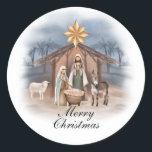 Weihnachtskrippe Runder Aufkleber<br><div class="desc">Genießen Sie unseren Weihnachtskrippe-Aufkleber in dieser Weihnachtszeit!!</div>