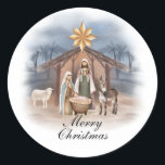 Weihnachtskrippe Runder Aufkleber<br><div class="desc">Genießen Sie unseren Weihnachtskrippe-Aufkleber in dieser Weihnachtszeit!!</div>