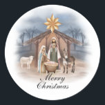 Weihnachtskrippe Runder Aufkleber<br><div class="desc">Genießen Sie unseren Weihnachtskrippe-Aufkleber in dieser Weihnachtszeit!!</div>