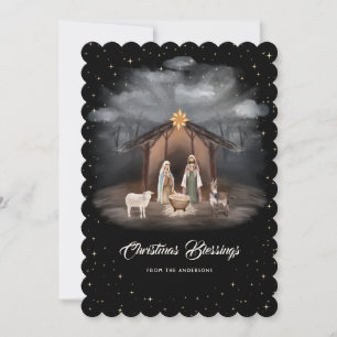 Weihnachtskrippe Schwarze Weihnachtsgrüße Christli Feiertagskarte