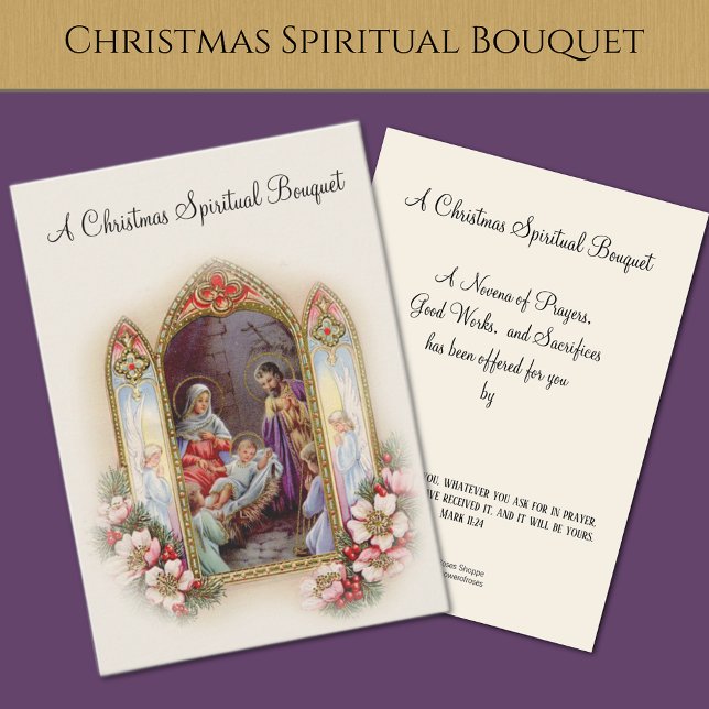 Weihnachtskrippe Spirituelle Bouquet Heilige Karte (Traditional Catholic Christmas Spiritual Bouquet Prayer Cards Easy to Personalize! )