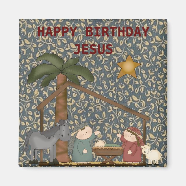 Weihnachtskrippe Szene Baby Jesus Magnet (Vorne)