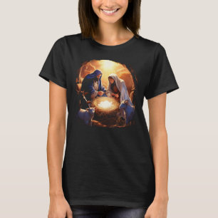 Weihnachtskrippe Szene Joseph Mary Jesus Faith T-Shirt