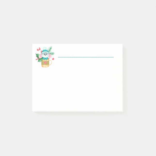 Weihnachtskrippe Wasserfarbe Niedliche Maus Tasse Post-it Klebezettel (Vorderseite)