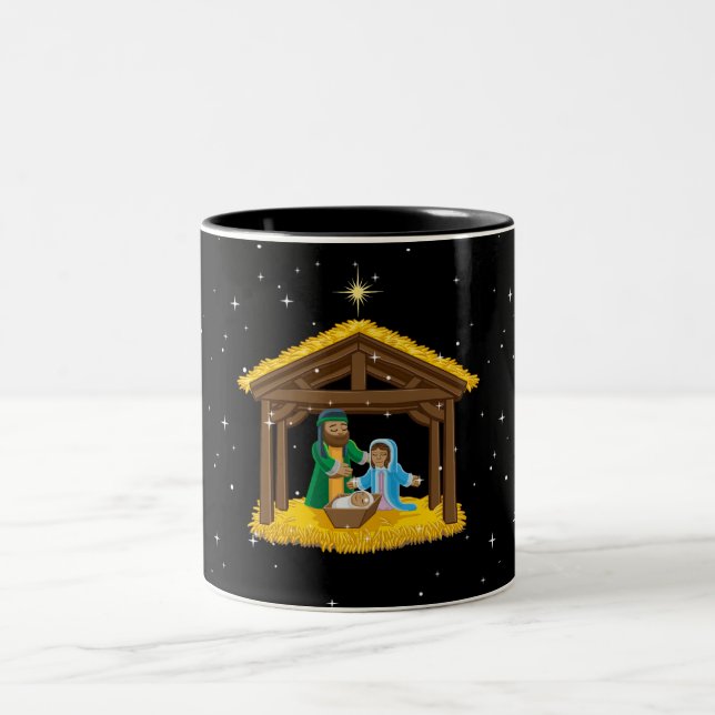 Weihnachtskrippe Zweifarbige Tasse (Mittel)