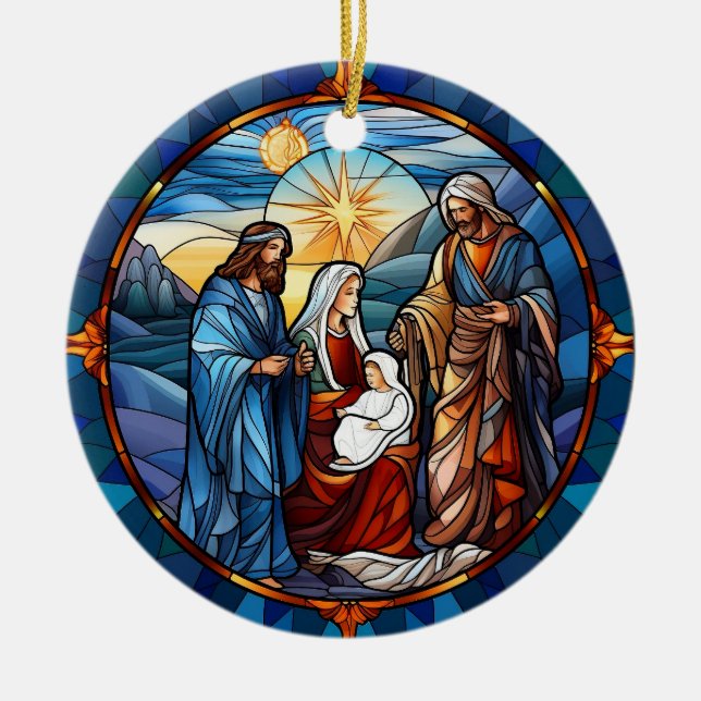 Weihnachtskrippen aus gefestigtem Glas Keramik Ornament (Vorne)
