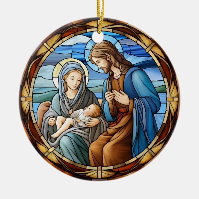 Weihnachtskrippen, festgehaltenes Glas Keramik Ornament (Vorne)