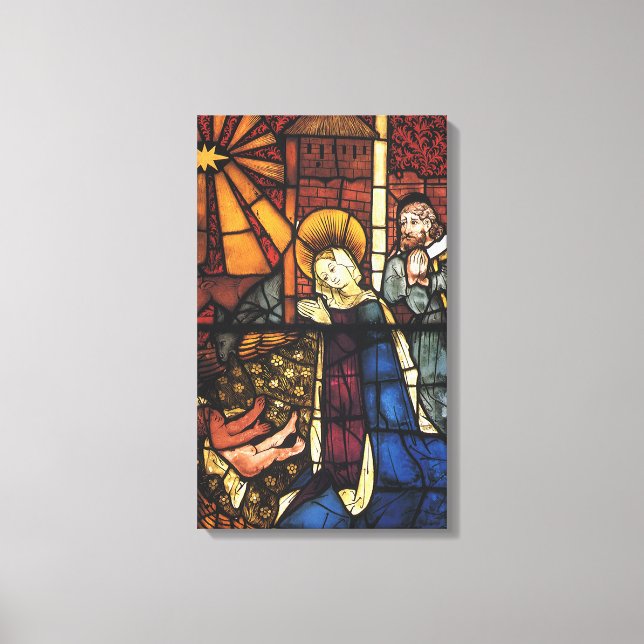 Weihnachtskrippen in festgeklemmtem Glas Leinwanddruck (Vorderseite)