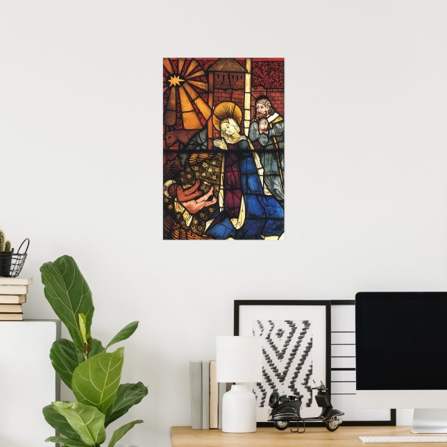 Weihnachtskrippen in festgeklemmtem Glas Poster (Heimbüro)