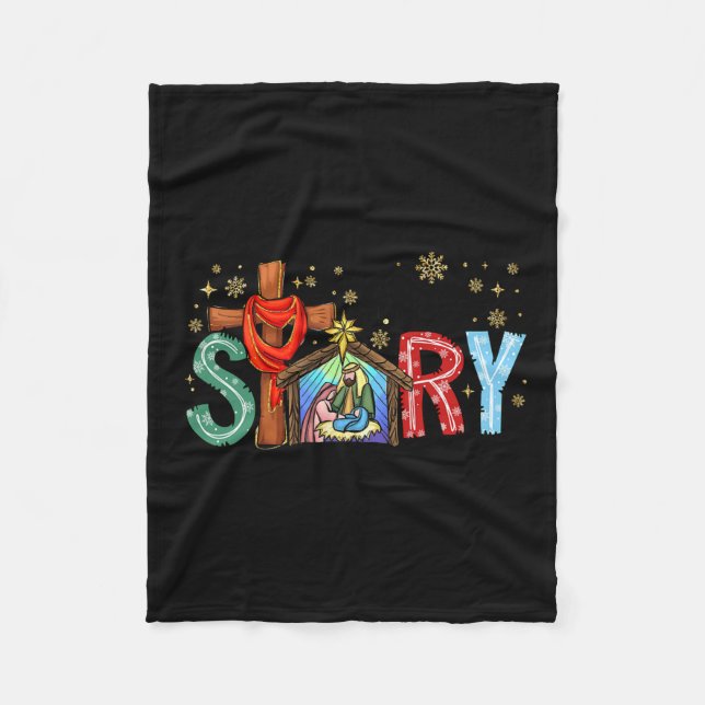 Weihnachtskrippen Jesus Cross True Story Xm Fleecedecke (Vorderseite)