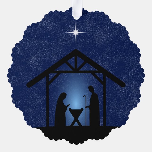 Weihnachtskrippen Religiöse Ornament Karte (Rückseite)