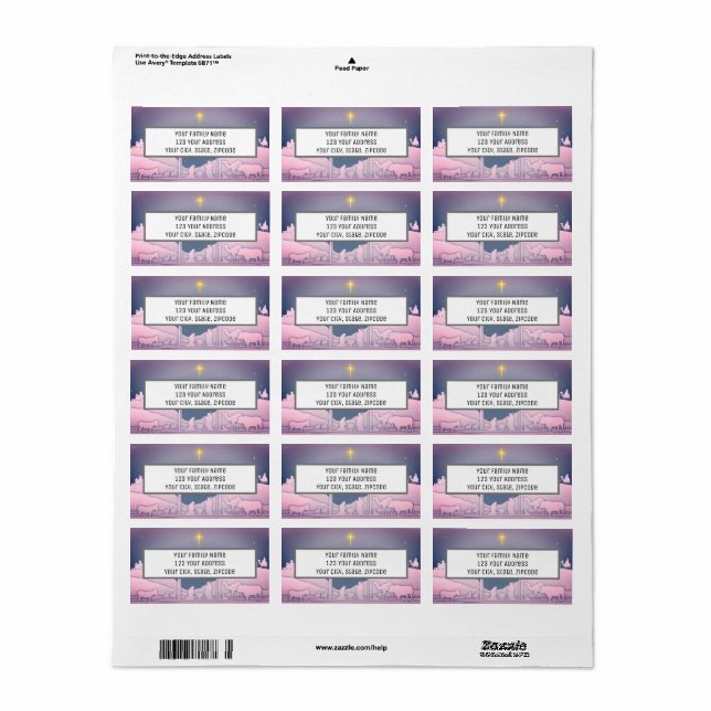 Weihnachtskrippen-Star der Bethlehem-Adresse Adressaufkleber (Vorne)