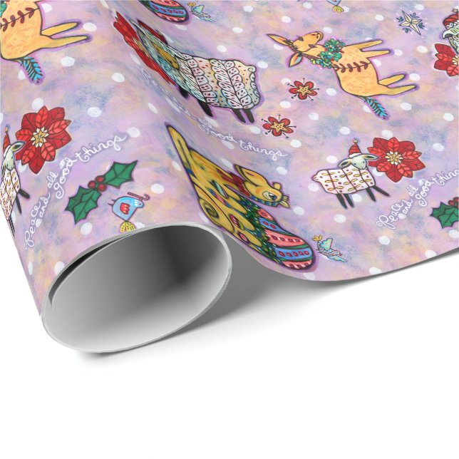 Weihnachtskrippen-Tier-Packpapier Geschenkpapier (Rolleneckpunkt)