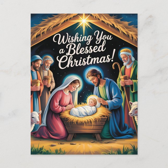 Weihnachtskrippengruß Postkarte (Vorderseite)