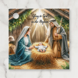 Weihnachtskrippenszene Rustikale Weihnachten Geschenkanhänger