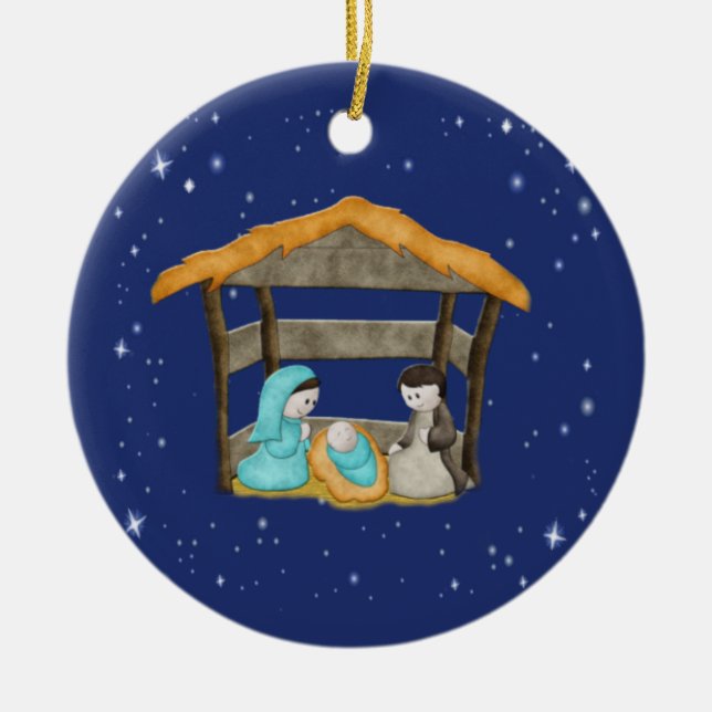 Weihnachtskrippenverzierung Keramikornament (Vorne)