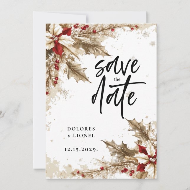 Weihnachtskritik Hochzeit Das Datum speichern Save The Date (Vorderseite)