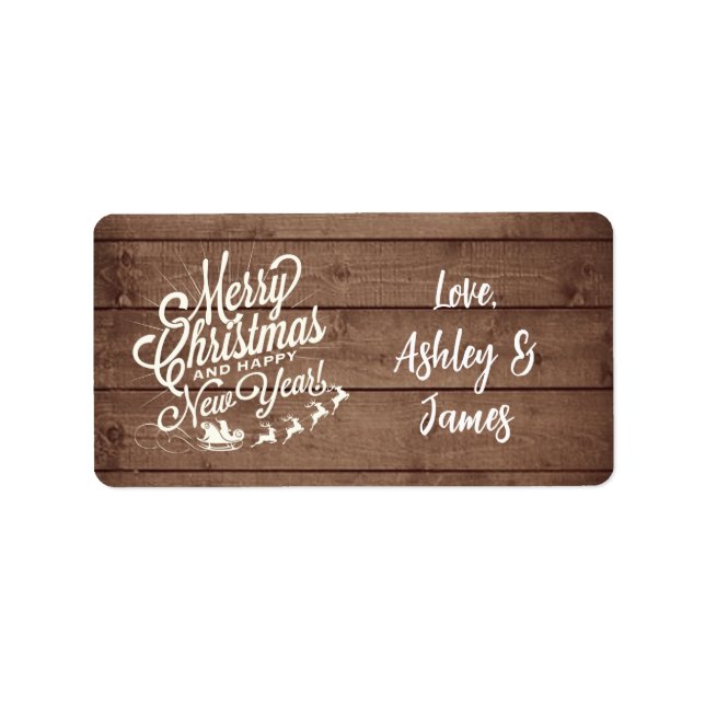 Weihnachtskritikschrift Barn Wood Gift Label Adressaufkleber (Vorne)