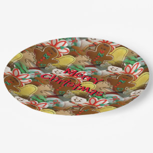 Weihnachtskrümelmuster Pappteller