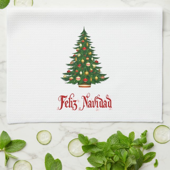 Weihnachtsküche Handtuch Feliz Navidad Tree (Gefaltet)