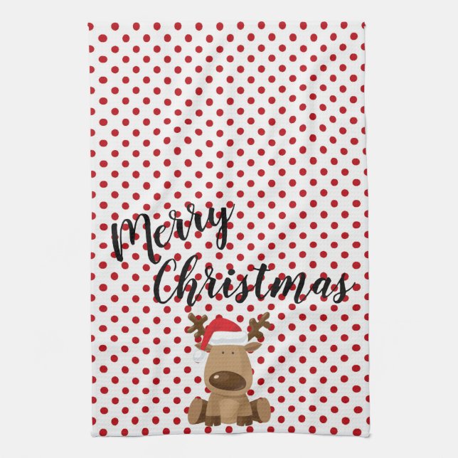 Weihnachtsküche Handtuch Reindeer Polka Dot Polkad (Vertikal)