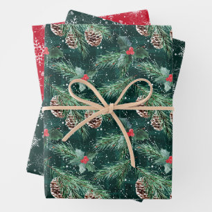 Weihnachtsküche mit Zapfen Geschenkpapier Set