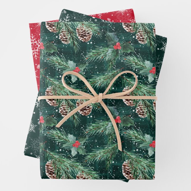 Weihnachtsküche mit Zapfen Geschenkpapier Set (Beispiel)