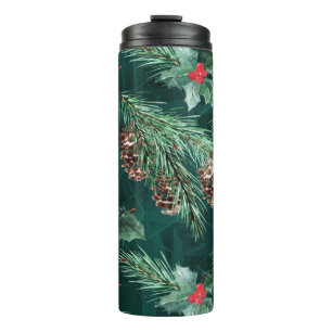Weihnachtsküche mit Zapfen Thermosbecher