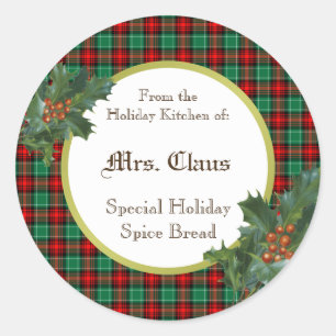 Weihnachtsküche von Holly Plaid Backsticker Runder Aufkleber