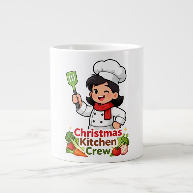 Weihnachtsküchen-Crew-Cute-Chef-Tasse Jumbo-Tasse (Vorderseite)