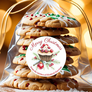 Weihnachtskuchen mit roten Cranberries Runder Aufkleber