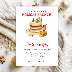 Weihnachtskuchen und Getränke Holiday Brunch Einladung