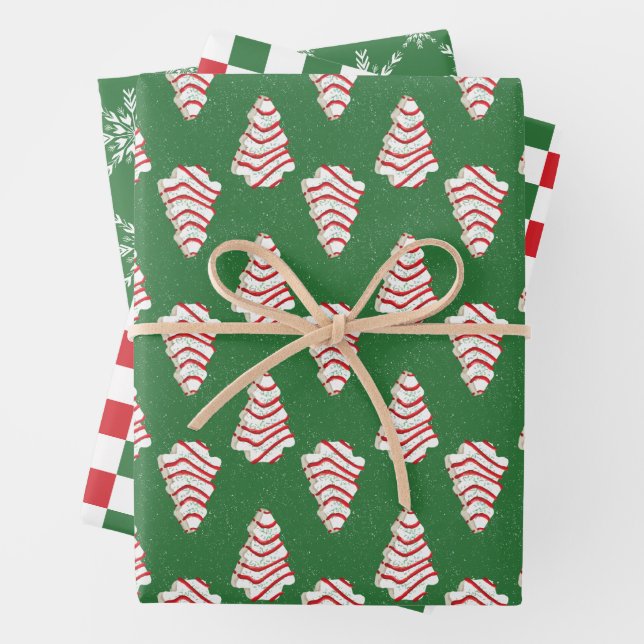 Weihnachtskuchen-Verpackungspapier-Set mit 3 Muste Geschenkpapier Set (Beispiel)