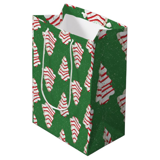 Weihnachtskuchen-Verpackungspapier-Set mit 3 Muste Mittlere Geschenktüte (Vorderseite Schrägansicht)
