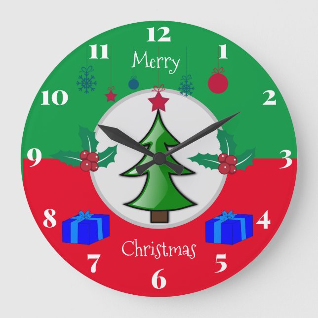 Weihnachtsküchenuhr Große Wanduhr (Vorderseite)
