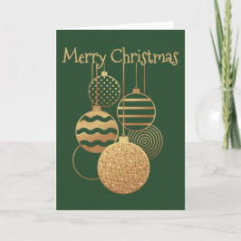 Weihnachtskugeldesign mit Gruß grün blanko Karte