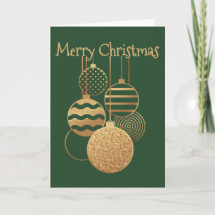 Weihnachtskugeldesign mit Gruß grün blanko Karte