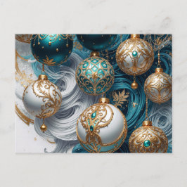 Weihnachtskugeln Blau Gold Luxus Ornament Feiertagspostkarte