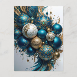 Weihnachtskugeln Gold Blau Luxus Fest Standard Postkarte