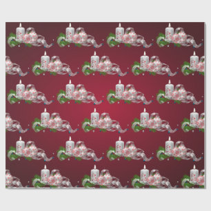 Weihnachtskugeln, Kerze Rot Festtag Geschenkpapier