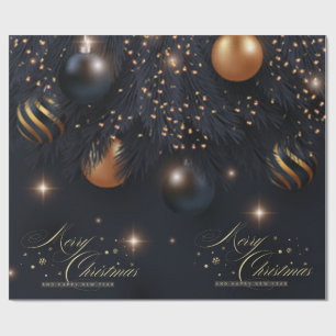 Weihnachtskugeln Kiefernbaum Zweige Schwarz Geschenkpapier