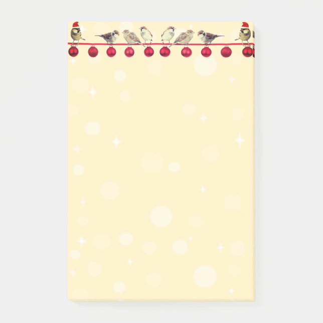 Weihnachtskugeln & Sternsänger-Vögel Post-it Klebezettel (Vorderseite)
